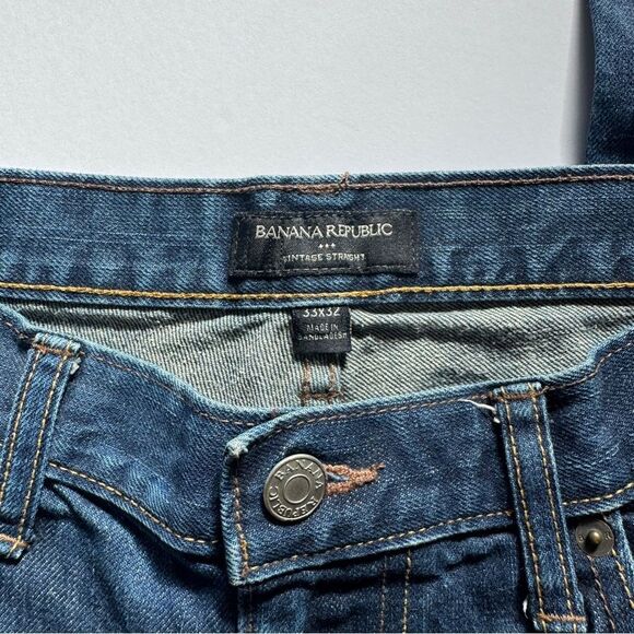 Banana Republic Vintage Straight Men's Denim Blue Jeans Size 33x32 - Picture 3 of 8